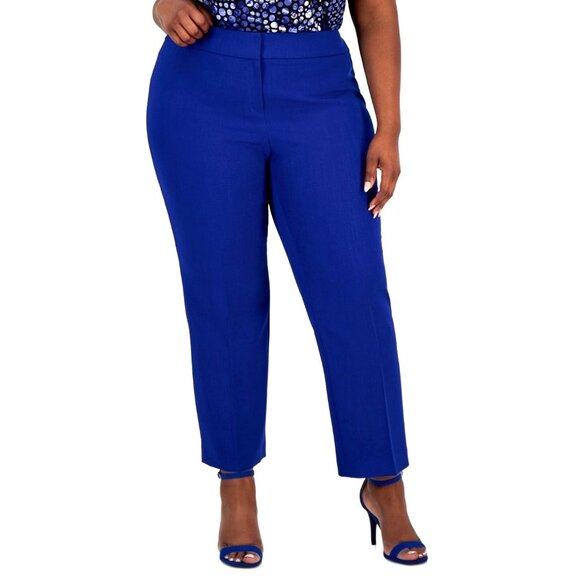 Kasper Womens Plus Size 24W Royal Blue Straight-Leg Pants - Picture 1 of 14